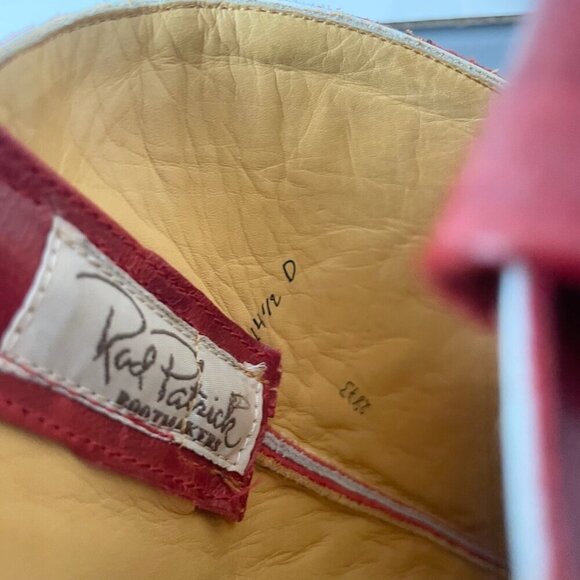 Rod Patrick Mens Cowboy Boots 14.5D Brown Mocha Bison Leather Square Toe Red Top - Picture 10 of 13